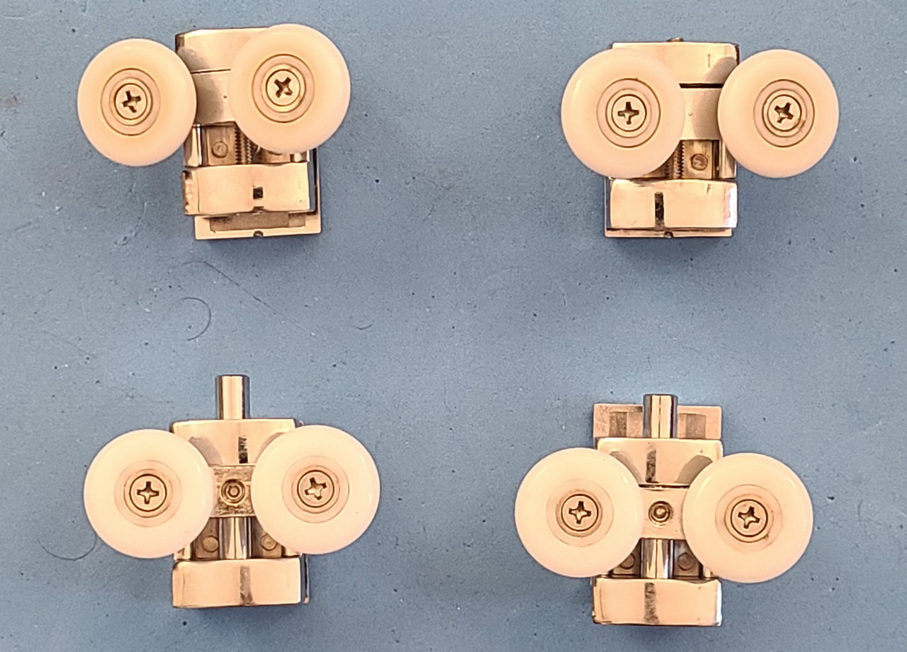 Shower Sliding Door Rollers, double wheel alloy casing set of 4 (for 1 door) 2W-4-1 24mm - Image 1