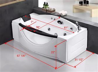 Free standing JETTED BATHTUB LTA027 67&quot; x 31&quot; - Image 4