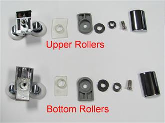Shower Sliding Door Rollers, double wheel alloy casing set of 4 (for 1 door) 2W-4 - Image 1